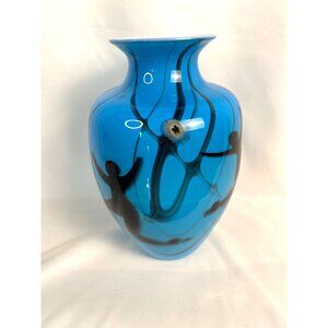 Elodie Holmes Chorus Line 1998 Art Glass Vase (large) Blue and Black
